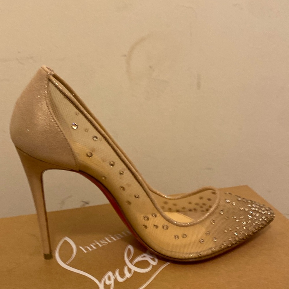 Christian Louboutin 85 mm Pumps - Mesh and Suede-Light Silk Womens size 35.5